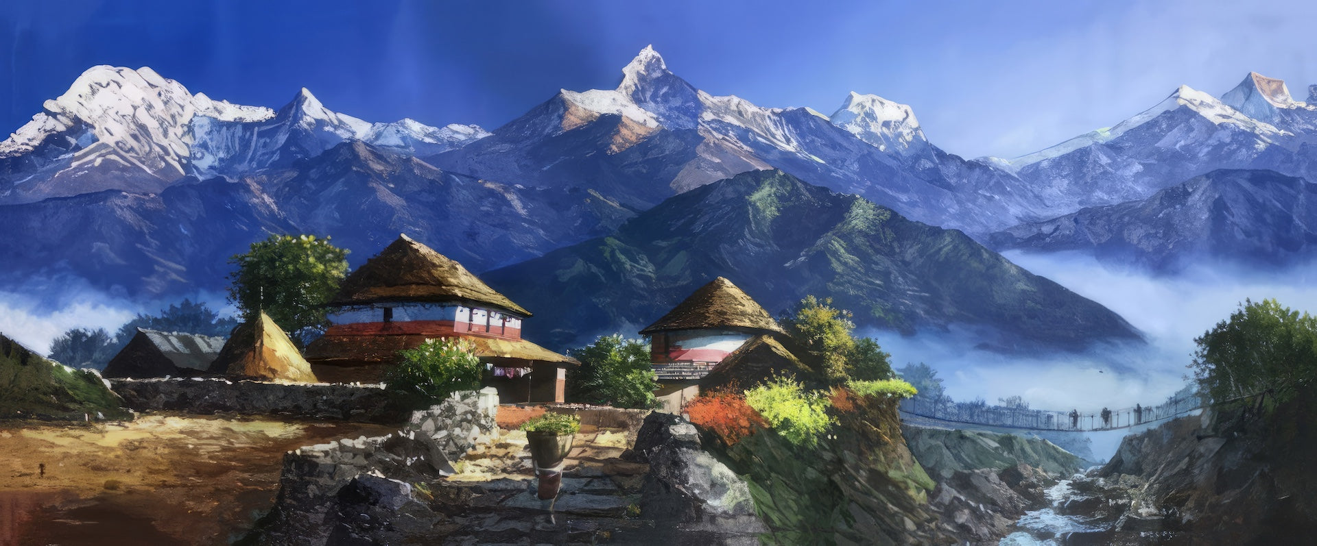 Nepal Scenery Landscape Canvas Print