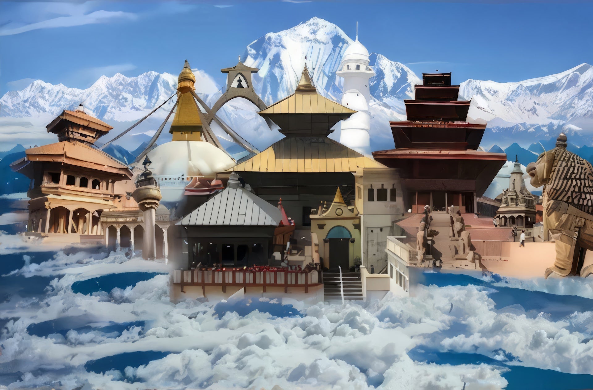 Nepal Scenery Square Canvas Print